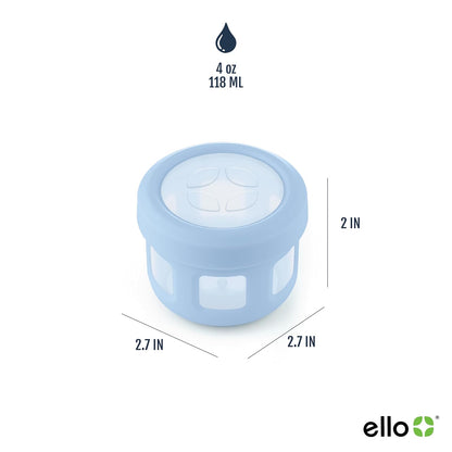 Ello Recipientes de plástico reutilizables para condimentos de 4 onzas cada uno con tapa atornillada a prueba de fugas, paquete de 6 | Perfecto para aderezo para ensaladas, salsas, lonchera, picnic,
