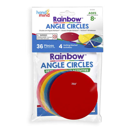 Hand2mind - Círculos de ángulo arcoíris para aprender sobre ángulos y grados con manipuladores de ángulo, Arcoiris (Rainbow), 1