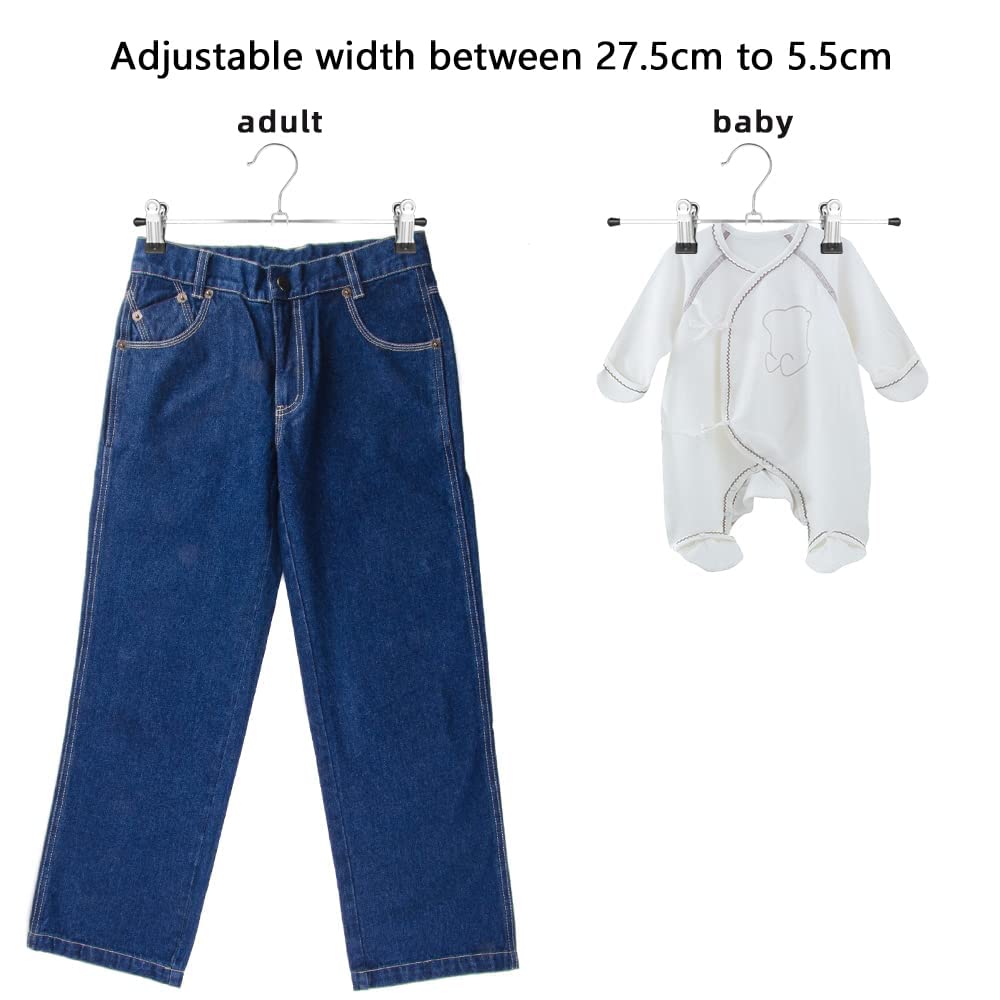 NORTHERN BROTHERS - Paquete de 50 Perchas para Falda con Clips, Perchas para Falda para Mujer, Ahorro de Espacio para Pantalones, Pantalones Cortos, Chamarra, Jeans, Ropa Ajustable para Hombres y