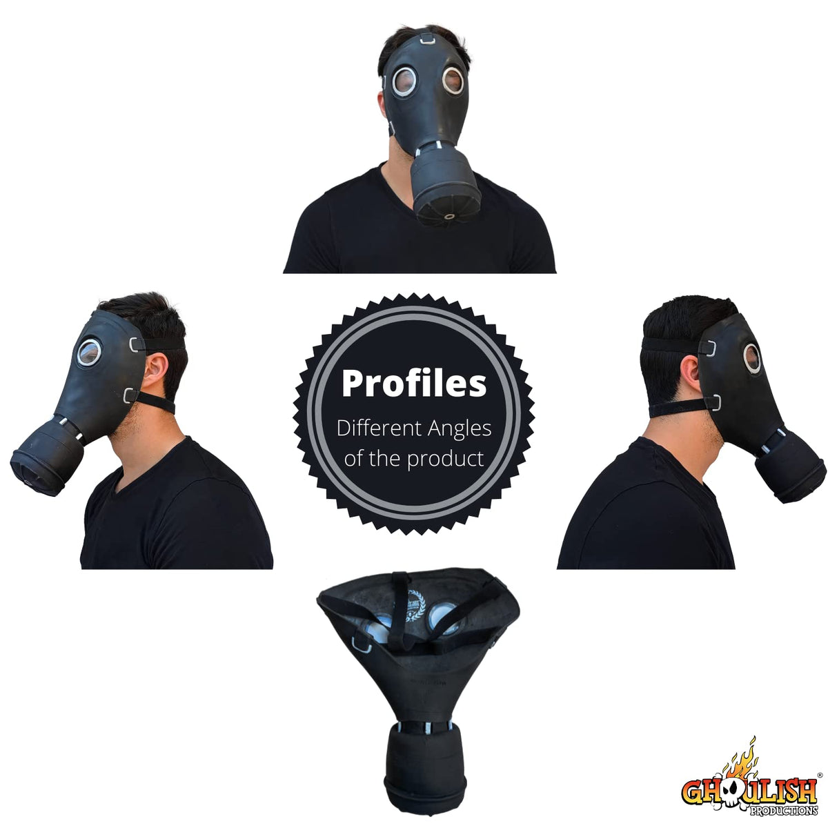 Ghoulish Productions Gas Mask (Black), Máscara de Steampunk Apocalíptica, Máscaras de Guerras Química Ideal para Halloween y Fiestas de Disfraces