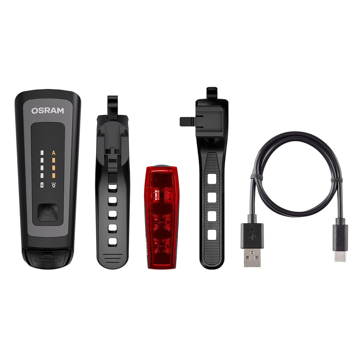 OSRAM LEDsBIKE Race 100 Set Luces LED Recargables para Bicicleta Delanteras y Traseras con Luz de Freno, 100 Lux