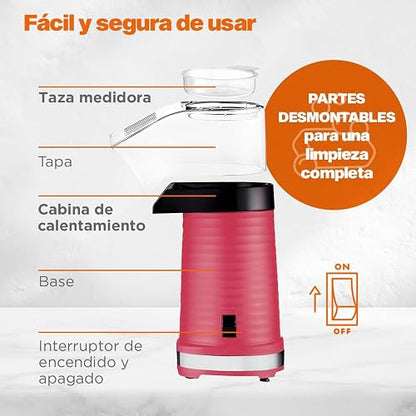 Hukën x MasterChef | Maquina de Palomitas | Palomera de Aire | Capacidad de 80g | Tecnología de Circulación de Aire Caliente y Rápida | Protección contra Sobrecalentamiento