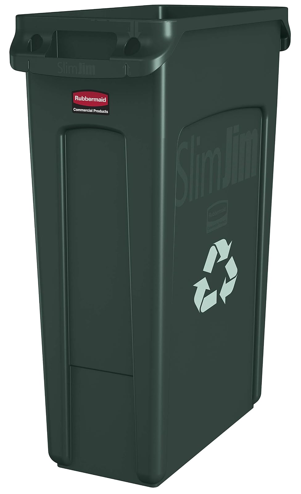 Rubbermaid Commercial Slim Jim Recycling Container with Venting Channels, Plastic, 23 Gallons, Green (354007GN)