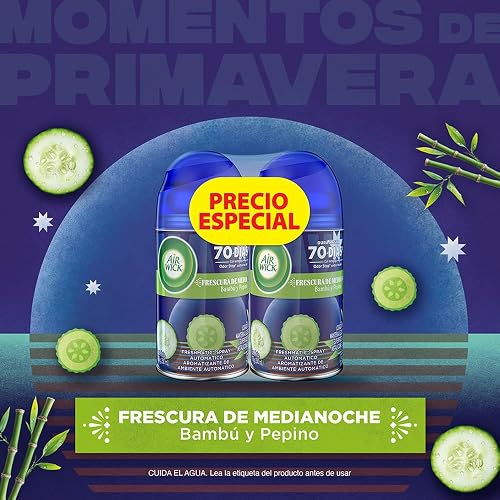Air Wick Freshmatic Aromatizante Automático, Bambú y Pepino, 2 repuestos de 250 ml c/u