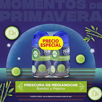 Air Wick Freshmatic Aromatizante Automático, Bambú y Pepino, 2 repuestos de 250 ml c/u