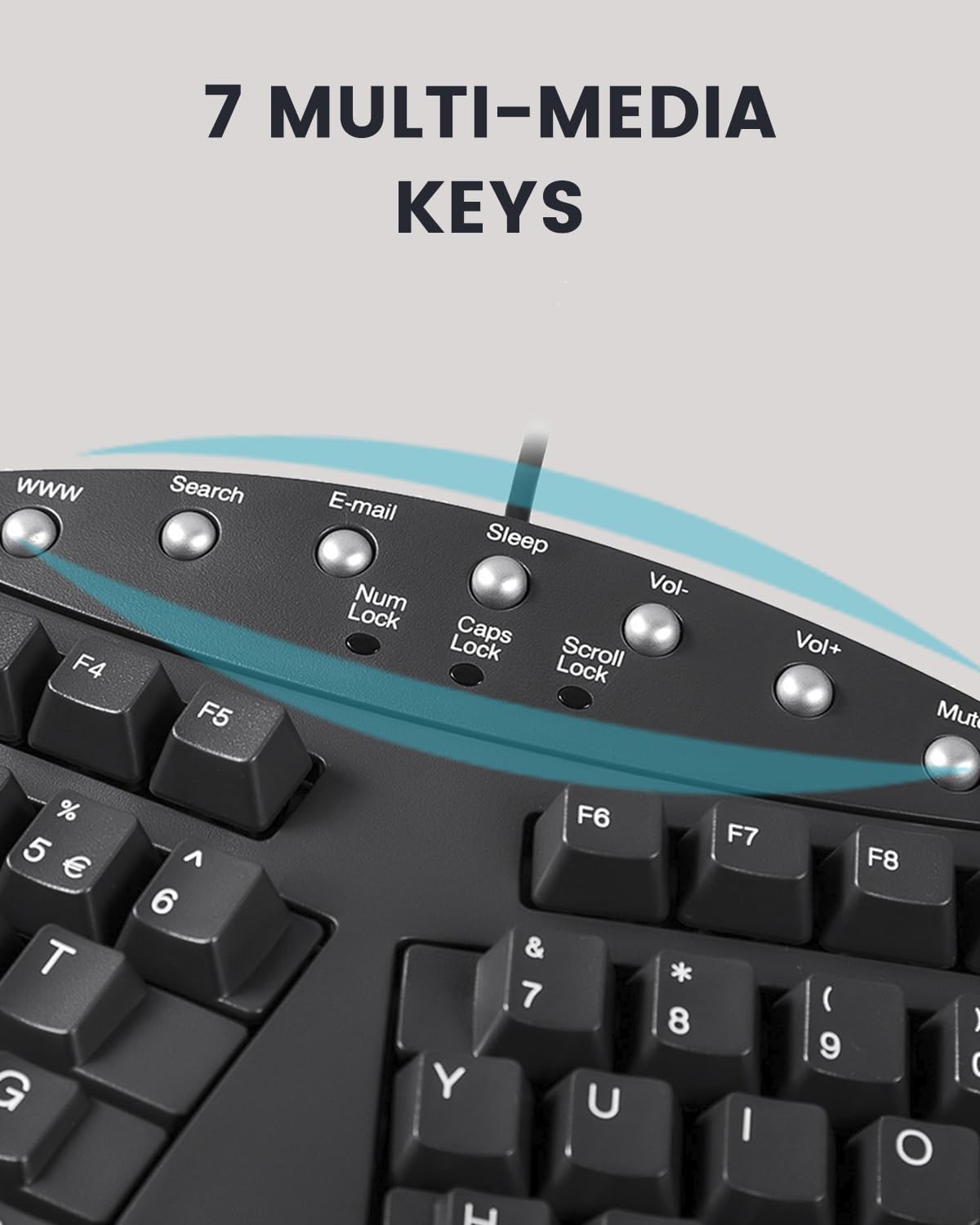 Perixx PERIBOARD-512B Teclado ergonómico con Cable - Teclado Dividido, reposamuñecas, Escritura Natural, conectividad USB con Cable - Inglés de EE. UU. - Negro