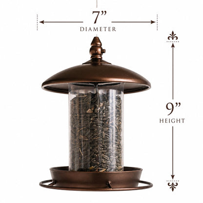 BACKYARD EXPRESSIONS PATIO · HOME · GARDEN Alimentador de pájaros de Metal para Colgar en el Exterior, comederos de pájaros Salvajes para Cardenal, Techo Grande y Bandeja, 6 Puertos