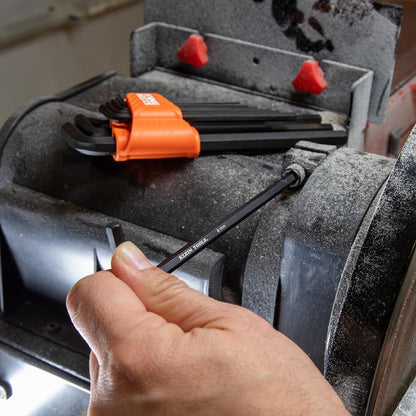KLEIN TOOLS LS22 Juego de llaves hexagonales largas de 22 piezas, SAE y métricas, tratado térmicamente, tamaño de llave estilo L de 1/16 pulgadas a 3/8 pulgadas y 1.5 a 10 mm