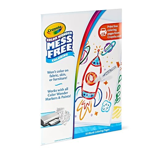 CRAYOLA Color Wonder Mess Free – Refill de Hojas Blancas | 50 hojas, tecnología Mess Free, compatible con impresoras