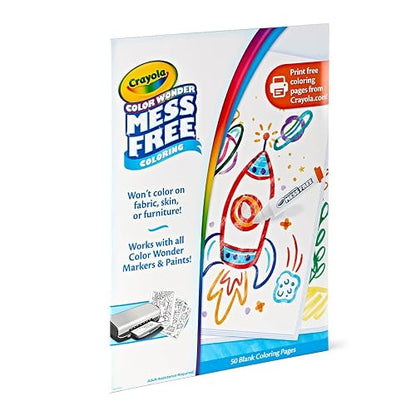 CRAYOLA Color Wonder Mess Free – Refill de Hojas Blancas | 50 hojas, tecnología Mess Free, compatible con impresoras