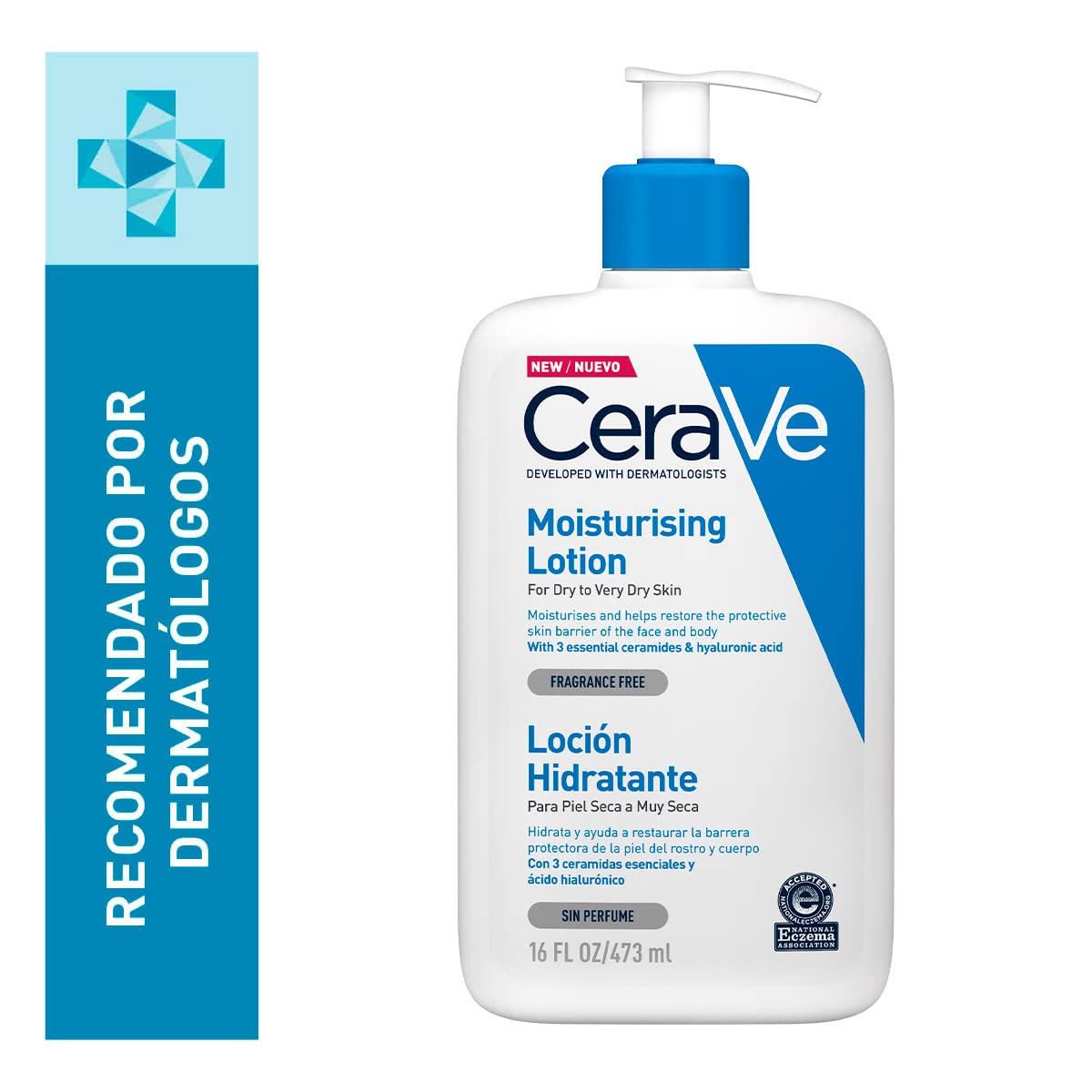 CeraVe Loción Hidratante de Rostro y Cuerpo para Piel Seca con Ácido Hialurónico 473ml