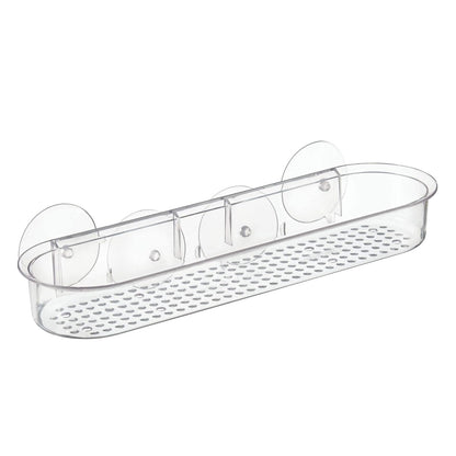 interDesign Basic Estante para Ducha, repisa de Ducha Larga con ventosas y Fabricada en plástico, Transparente