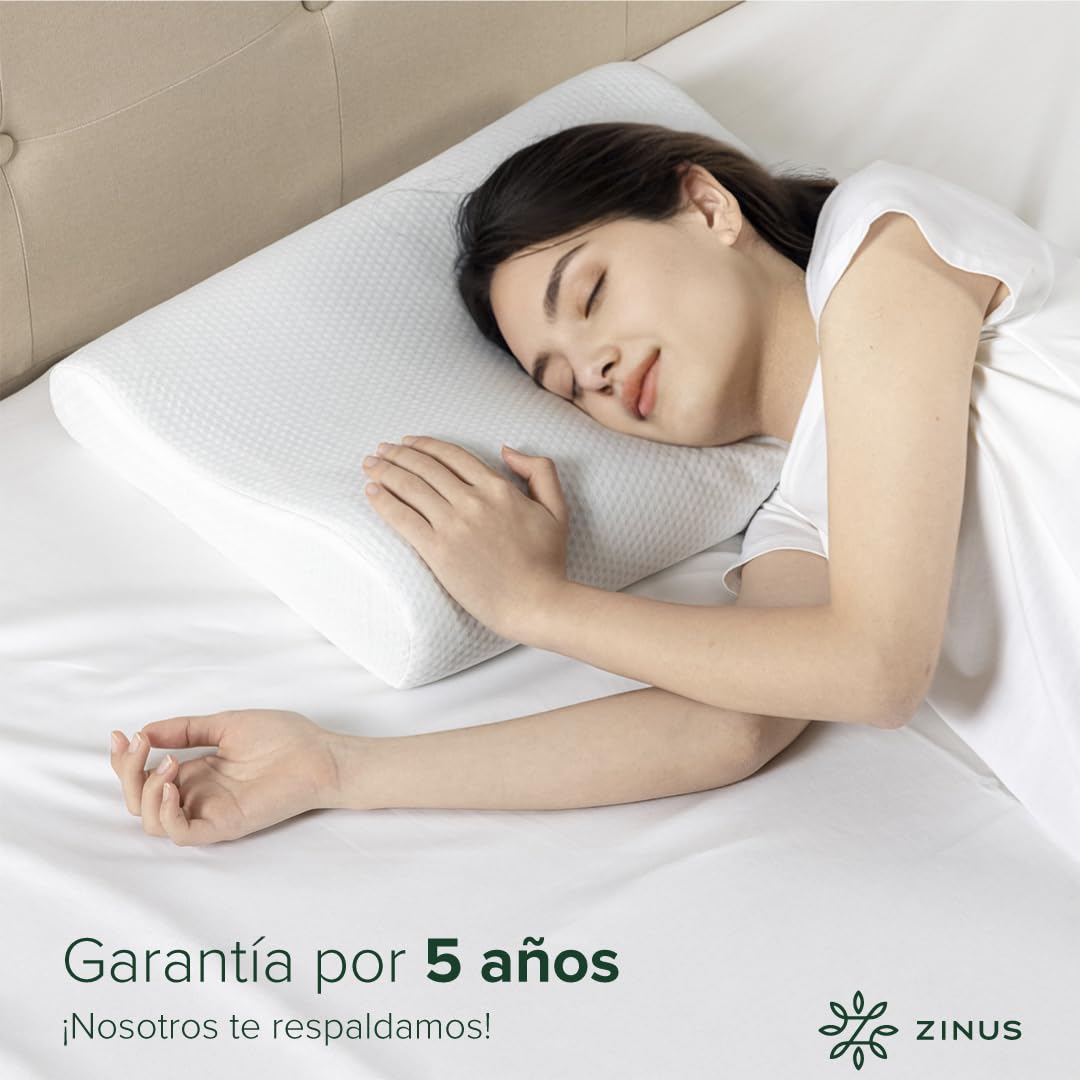 Zinus | Almohada de Memory Foam Ergonómica | Soporte especializado para Cuello | Espuma viscoelástica de Alta Densidad | Diseño Contorneado para Dormir Mejor