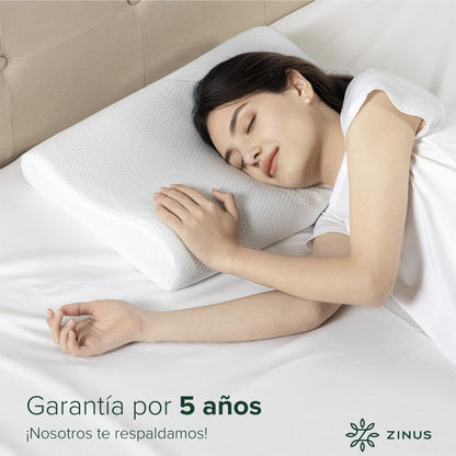 Zinus | Almohada de Memory Foam Ergonómica | Soporte especializado para Cuello | Espuma viscoelástica de Alta Densidad | Diseño Contorneado para Dormir Mejor