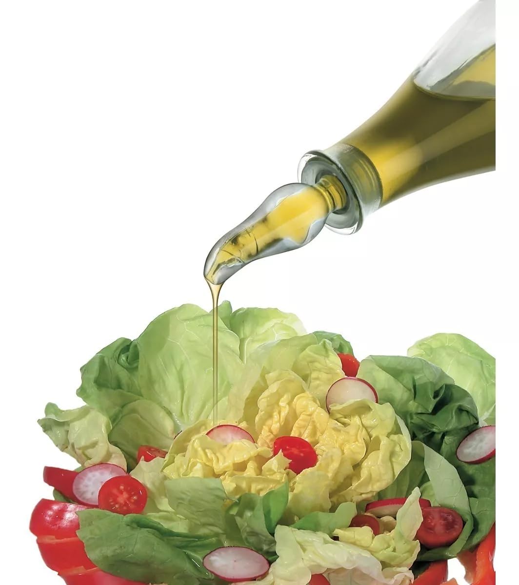 Borgonovo Indro - Aceitera de Vidrio Dispensador de Aceite Oliva Balsámico Recipiente Dosificador Vinagrera Cocina Vinagre Botella de Vidrio Antideslizante con Boquilla Antiderrame Especiera