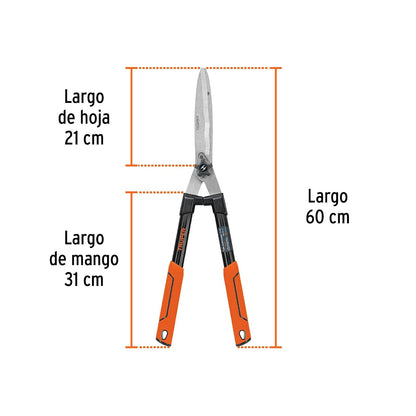 Truper TE-19W, Tijera para poda, tipo americano, 58 cm, mango madera c/ grip