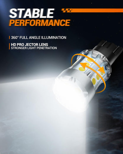SEALIGHT 921 912 - Bombillas LED para luz de marcha atrás, T15 906 904 916 W16W con proyector de repuesto para maletero de carga de 3ª freno, 600% más brillante, color blanco xenón no polaridad,