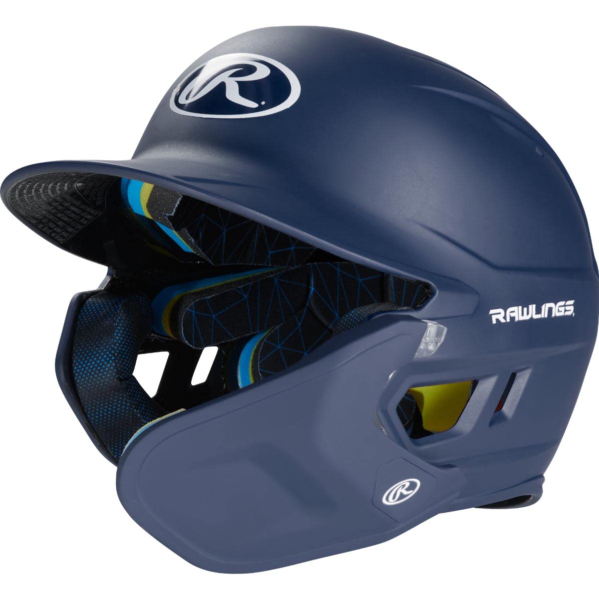 Rawlings Mach Casco de Bateo Ajustable para Béisbol - Bateador para mano derecha - JR (6 3 - 8 - 7 1 - 8) - Azul marino mate