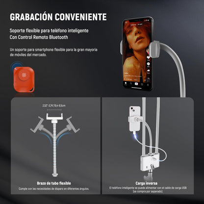 NEEWER Iluminación Fotografía Bicolor con Soporte para Celular, Compatible con 2.4G/PC/Mac y Control de 2 Cabezal Luz Video, Lámpara con Doble Brazo para Maquillaje, Pestañas, Cejas, Tatuajes, BH40B