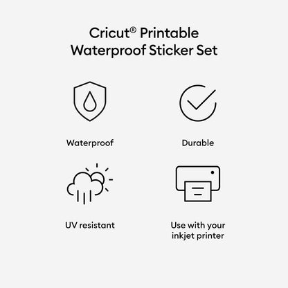 Cricut Papel Calcomanía Impermeable Tamaño Carta EE UU | Transparente, 6 Hojas, 8.5 x 11 pulgadas, Impresión De Inyección De Tinta