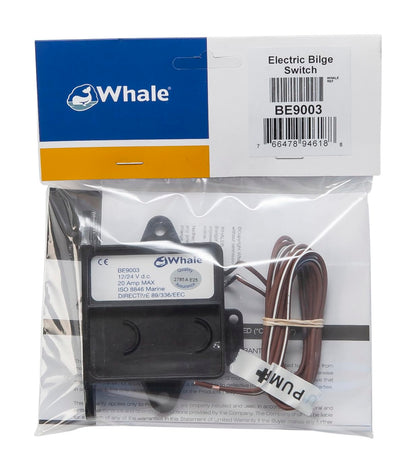 Whale BE9003 Interruptor de sensor de campo eléctrico, 12 V o 24 V, apto para hasta 20 amperios, negro
