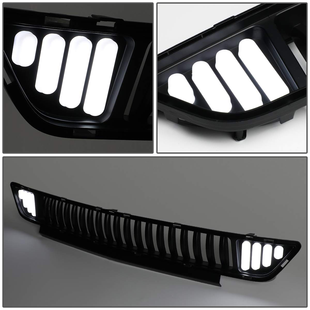 DNA MOTORING Parrilla Delantera Inferior con LED DRL para Ford Mustang 2015-2017, Negro, GRF-LB-FM15-T1Z-FL
