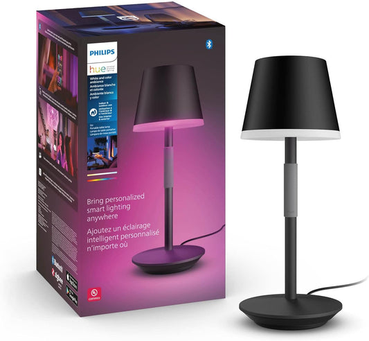 Philips Hue Lámpara Inteligente Portable de mesa luz multicolor adpta para cualquier espacio de tu hogar y compatible con Alexa
