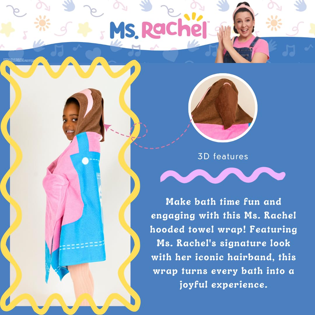 Ms. Rachel Kids - Toalla de Toalla de Rizo de algodón Suave súper Suave para baño/alberca/Playa, 24 x 50 Pulgadas, (Producto Oficial de Licencia) por Franco
