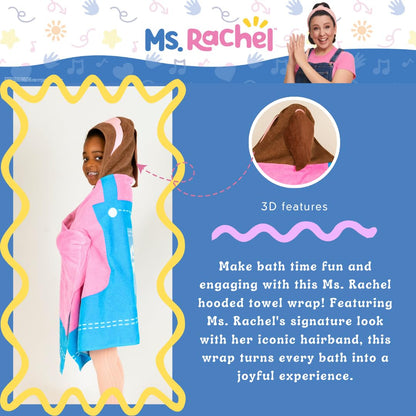 Ms. Rachel Kids - Toalla de Toalla de Rizo de algodón Suave súper Suave para baño/alberca/Playa, 24 x 50 Pulgadas, (Producto Oficial de Licencia) por Franco