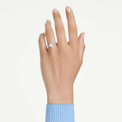 Swarovski Una Angelic Collection - Anillo con diseño de corazón, color blanco, chapado en rodio
