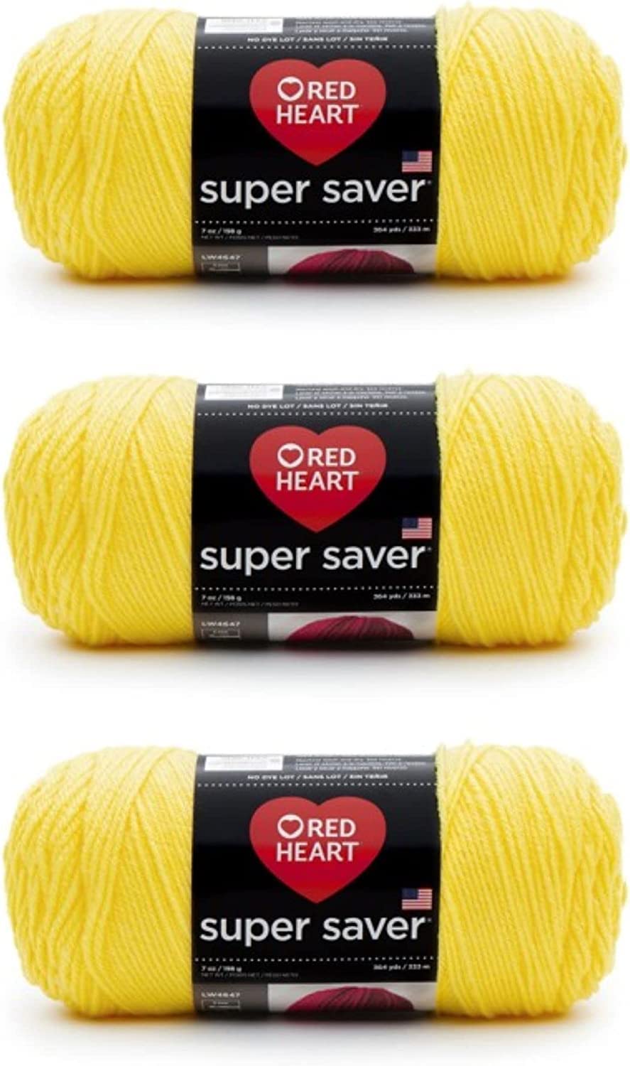 Red Heart Super Saver Estambre Acrílico, Varios Colores - Bright Yellow - 3276 Foot