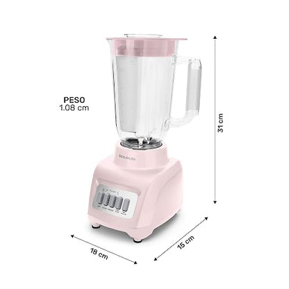 TAURUS HALEY RIBBON | Licuadora 500W* de 4 Velocidades | Vaso de plástico 1.65L* | Sistema Easy Fit Seguro y Duradero | Cuchillas desmontables | Potencia y Control para Preparar Smoothies, Salsas...