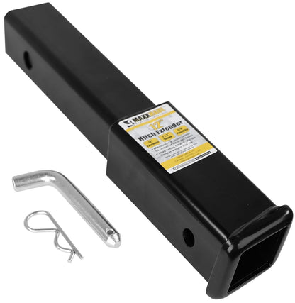 MAXXHAUL Extensión de Enganche de Remolque 51959 | Negro, 12 in, 2x2 in, 5/8 in, capacidad 3500 LB