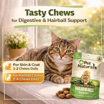 Suplemento Gatos Hairball Chew Control Bolas de Pelo y Salud Digestiva