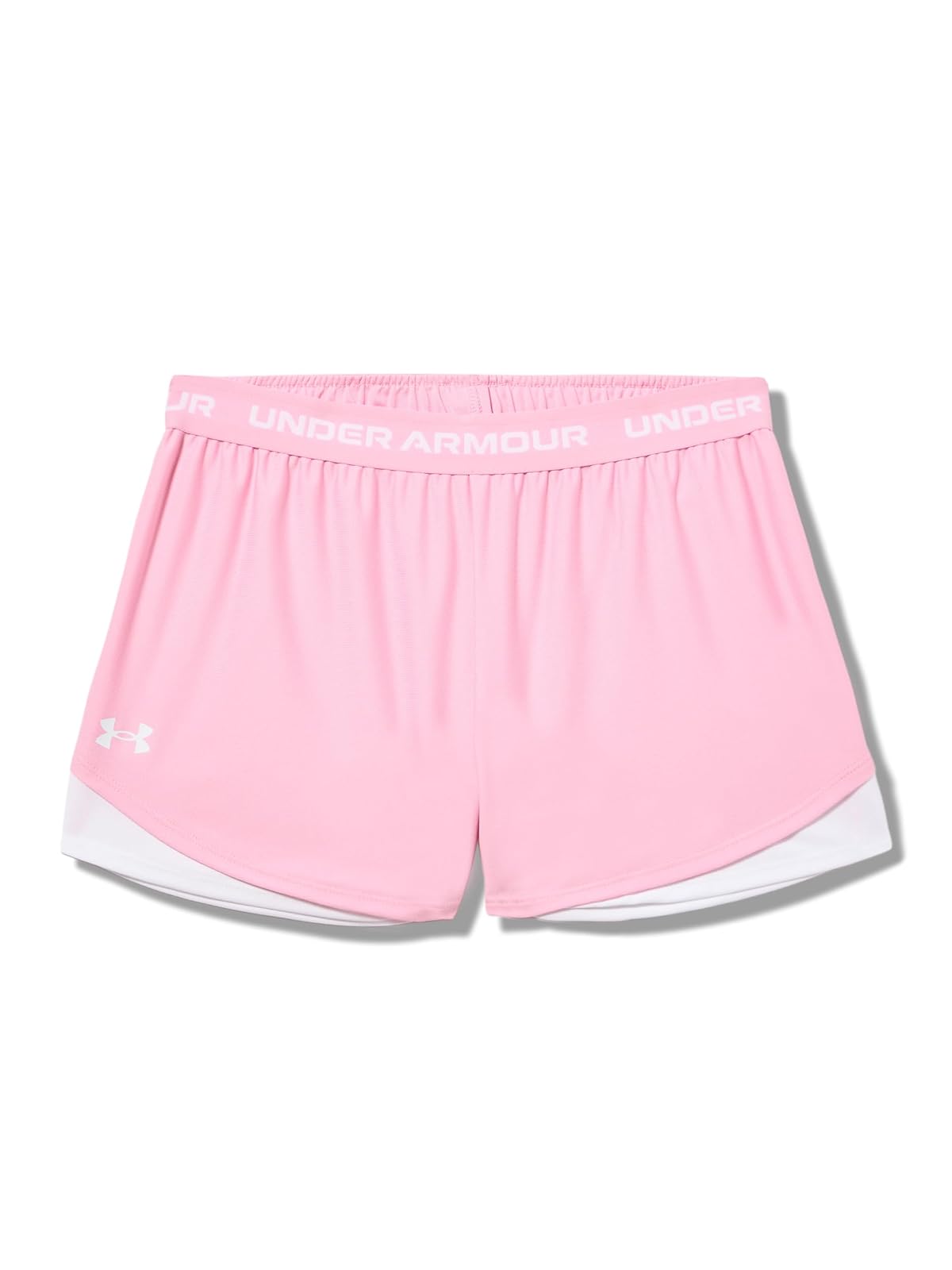 Under Armour Tech Play Up Shorts para Niña - CH - (650) Rosa - Blanco - Blanco