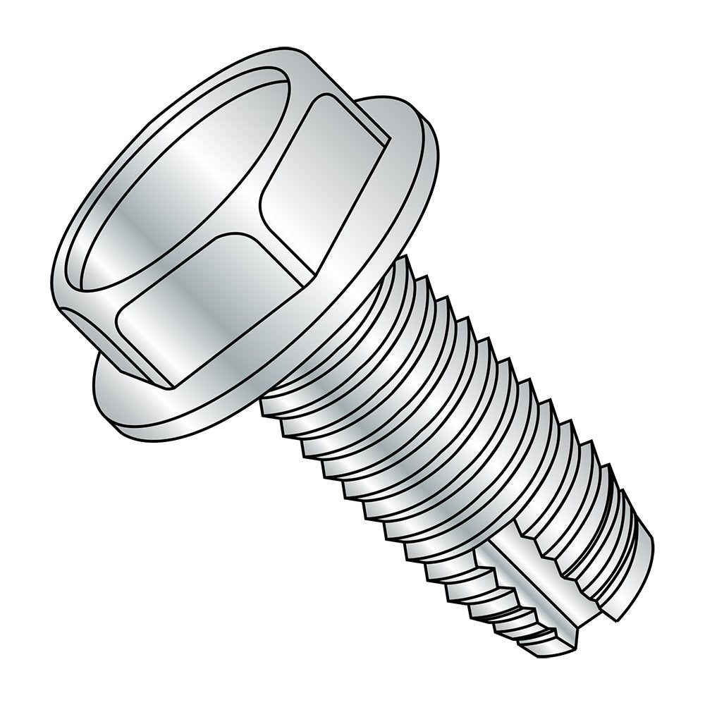 Tornillo de corte de rosca de acero de 14081 W, acabado chapado en zinc, cabezal de arandela hexagonal, tipo 1, tamaño de rosca de 1/4"-20, longitud de 1/2" (paquete de 50)