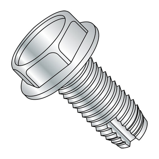 Tornillo de corte de rosca de acero de 14081 W, acabado chapado en zinc, cabezal de arandela hexagonal, tipo 1, tamaño de rosca de 1/4"-20, longitud de 1/2" (paquete de 50)