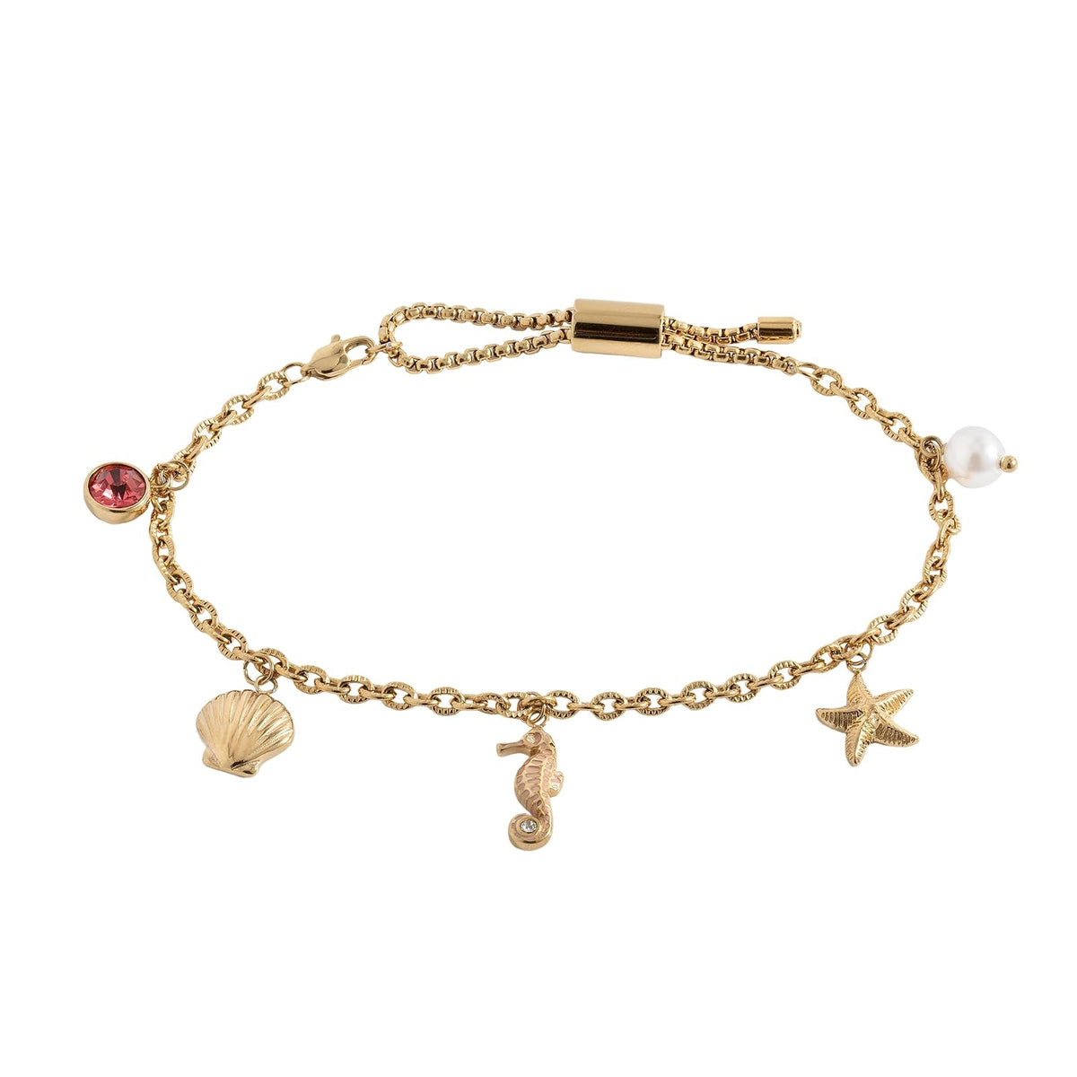 Alex and Ani Tobillera Seaside | Acero Inoxidable, Esmalte, Cristal | Tobillera de Cadena | Tobillera Delicada | Joyería de Playa para Mujer