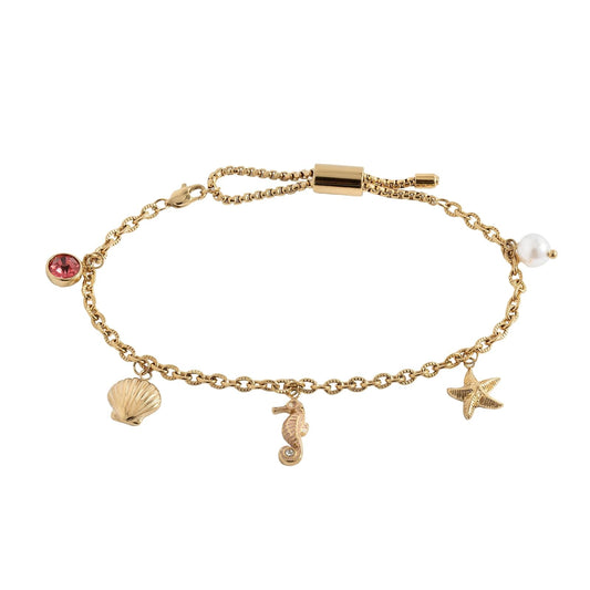 Alex and Ani Tobillera Seaside | Acero Inoxidable, Esmalte, Cristal | Tobillera de Cadena | Tobillera Delicada | Joyería de Playa para Mujer