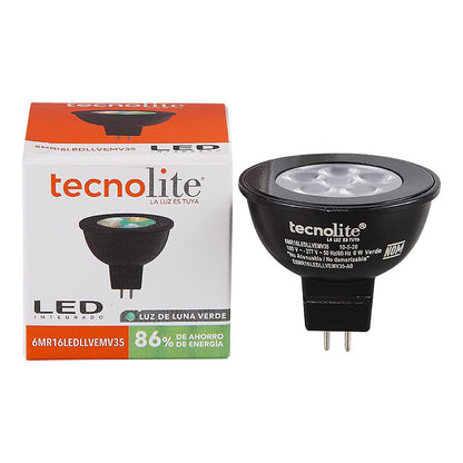 Tecnolite Foco MR16 LED 6 W, Luz de Luna Azul, Base GX5.3 - Verde