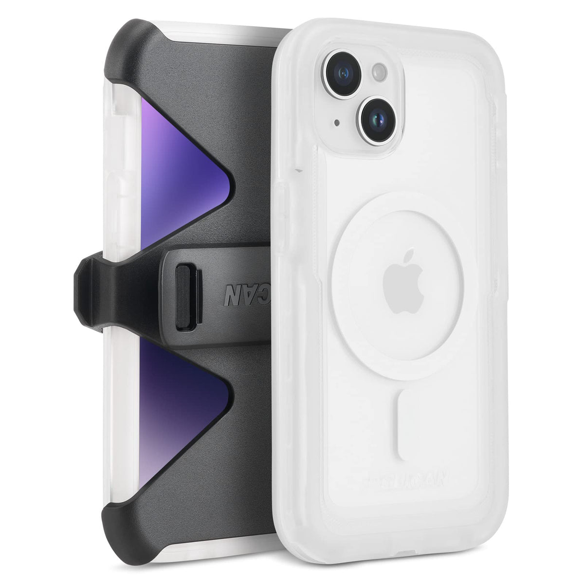 Case-Mate Pelican Voyager - Funda magnética con Clip para cinturón para iPhone 14 Plus Compatible con MagSafe, con protección contra caídas de Grado Militar de 18 pies - Transparente