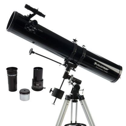 Celestron - PowerSeeker 114EQ Telescope - Manual German Equatorial Telescope for Beginners - Compact and Portable - Bonus Astronomy Software Package - 114mm Aperture