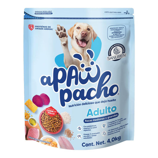 Apawpacho Alimento para Perros Adultos Razas Medianas y Grandes, 4 kg.