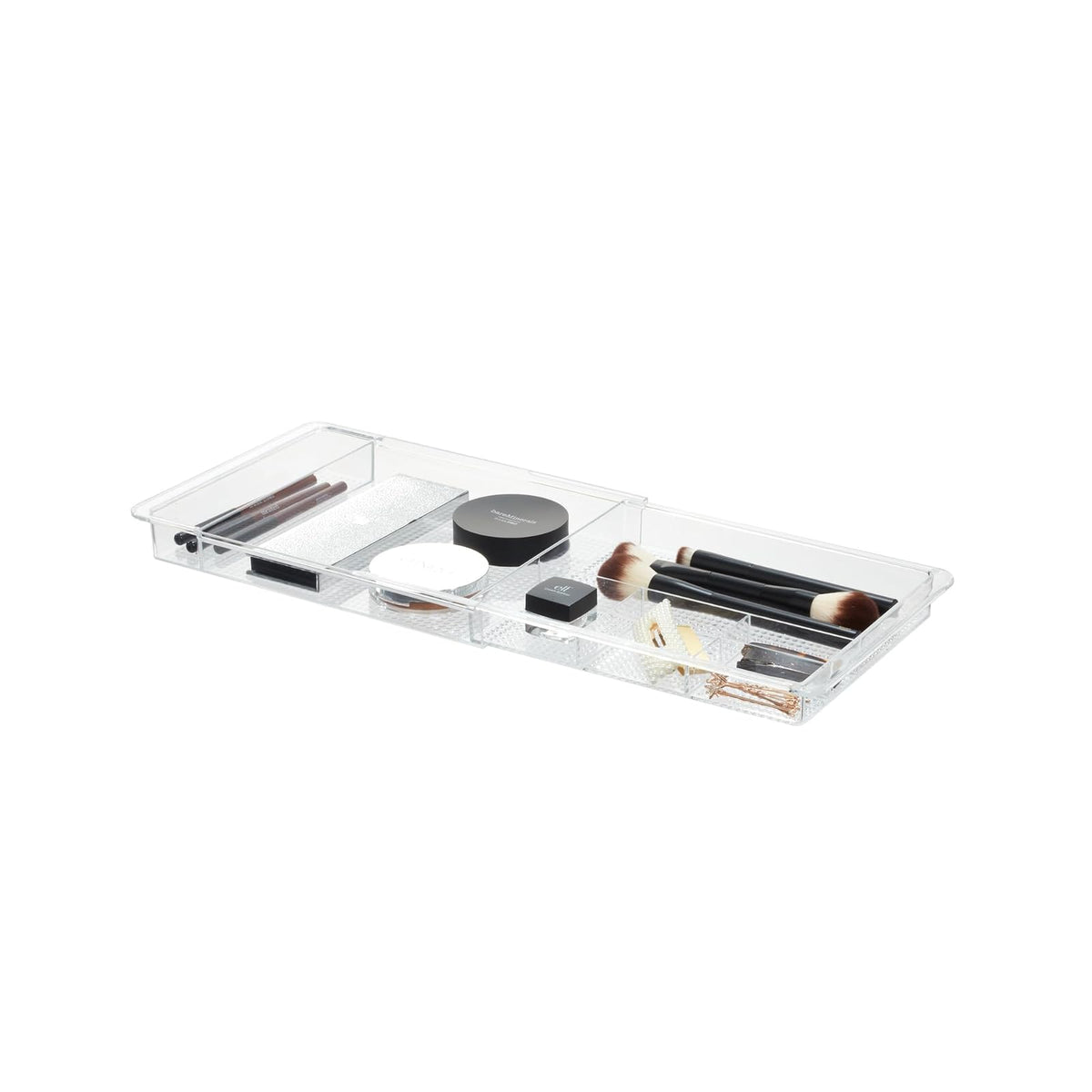 InterDesign Clarity Organizador de maquillaje, separador de cajones extensible en plástico, caja organizadora adaptable, transparente - Transparente