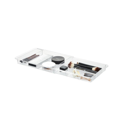 InterDesign Clarity Organizador de maquillaje, separador de cajones extensible en plástico, caja organizadora adaptable, transparente - Transparente