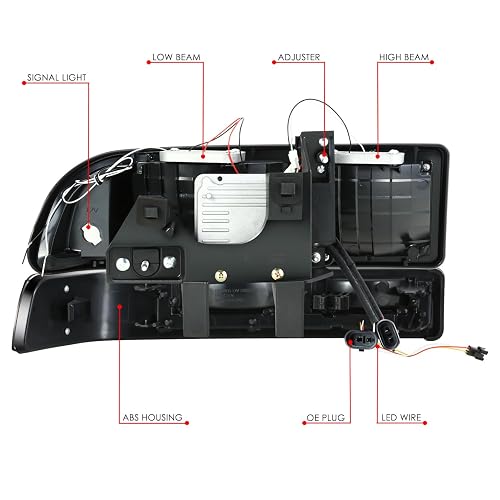 DNA MOTORING - Par de Faros Delanteros Transparentes/Reflector ámbar halógeno/LED compatibles con Blazer 1998-2004 / S10 1998-2004, HL-LB5-S10984P-BK-AM