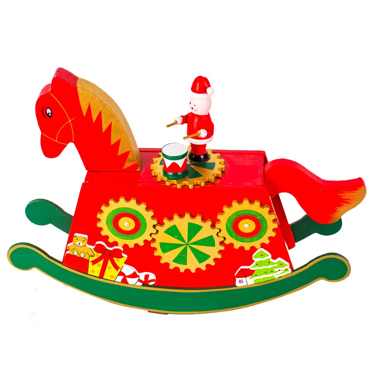 Running 11233R Figura Navideña de Madera - Caja Musical Caballo, Multicolor