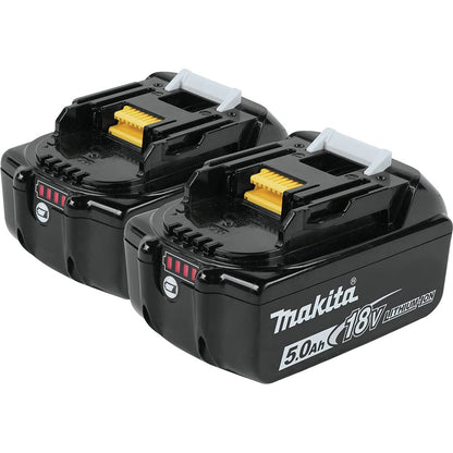 Makita BL1850B-2 18V LXT batería de iones de litio 5.0Ah, 2/paquete, negro | Hasta un 65% más de tiempo de ejecución, tiempo de carga de 45 minutos, carcasa resistente a impactos