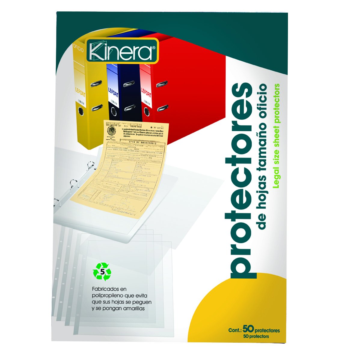 Azor Protectores De Hojas 50 Piezas Tamaño Oficio Kinera 302.363