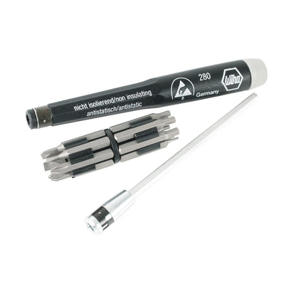 Wiha 75095 - Juego de microbrocas con asas ESD seguras, ranuradas, Phillips y hexagonales, 16 piezas